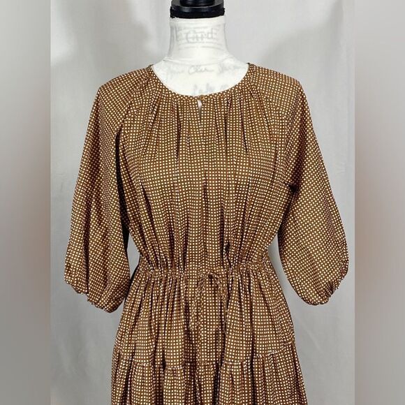 WEEKEND MAX MARA Lola Plaid Peasant Dress size 10 - Picture 5 of 12